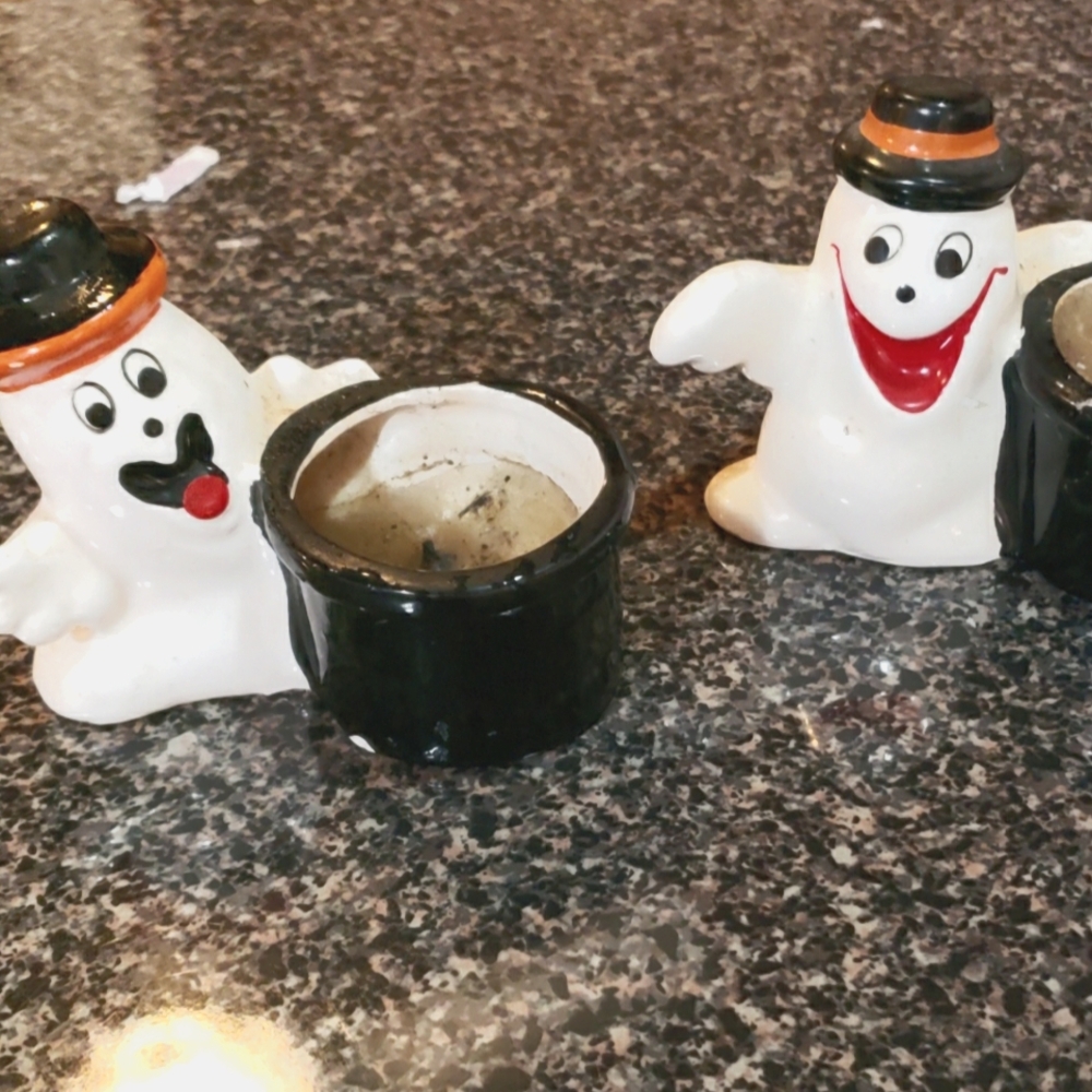 Vintage Halloween Ghost Candle Holders Robert Alan Collectables Pre-owned